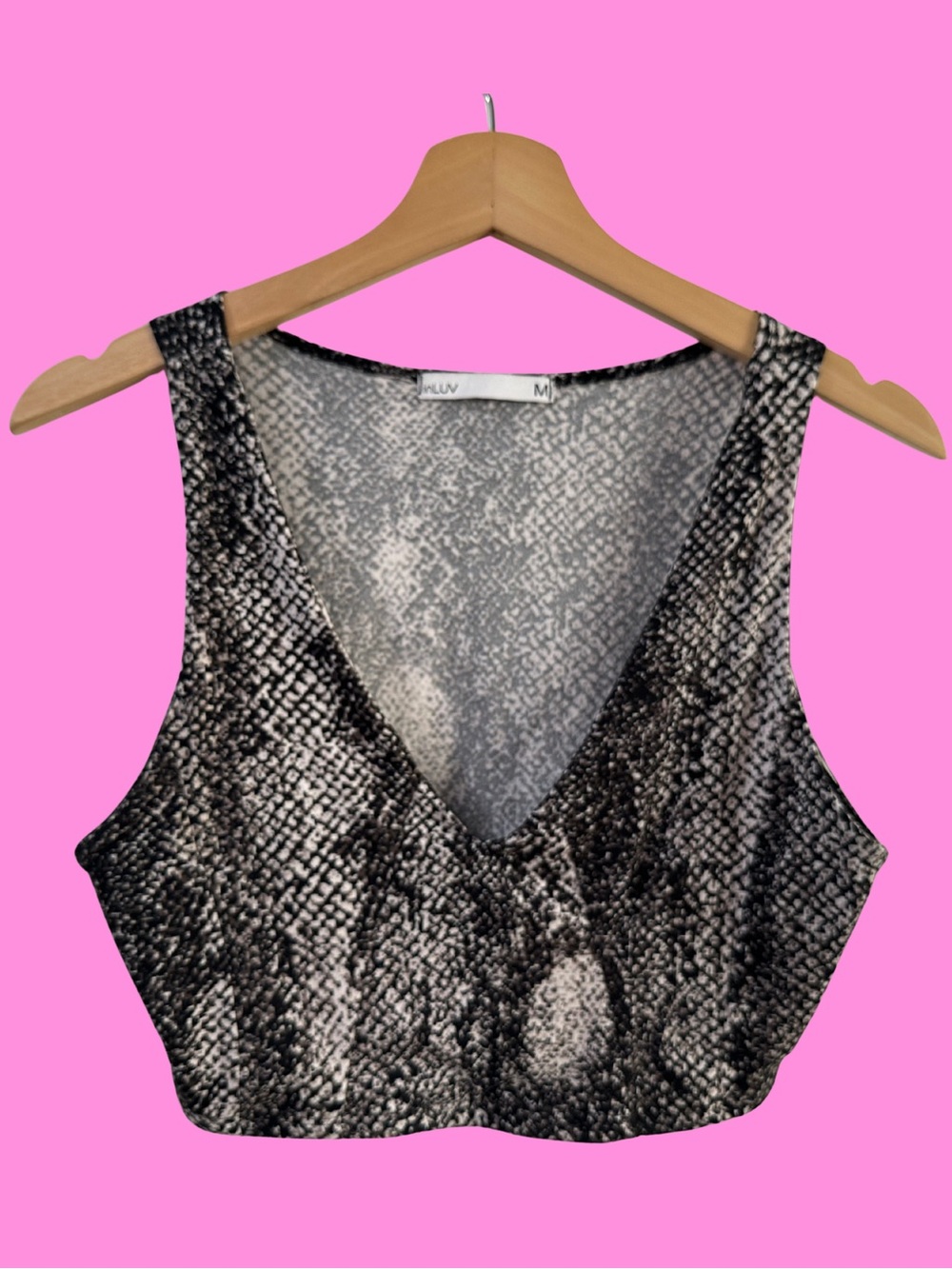 INLUV Snake Print Top - Half of Set SIZE MEDIUM Greyscale Cozy Stretch Lounge